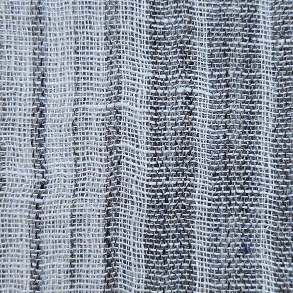 NWOT Linen Scarf Grey & White Stripe - Picture 8 of 12